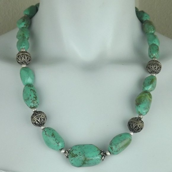 BoHo Design Turquoise Stone/Breaded Style Necklace - Picture 1 of 3